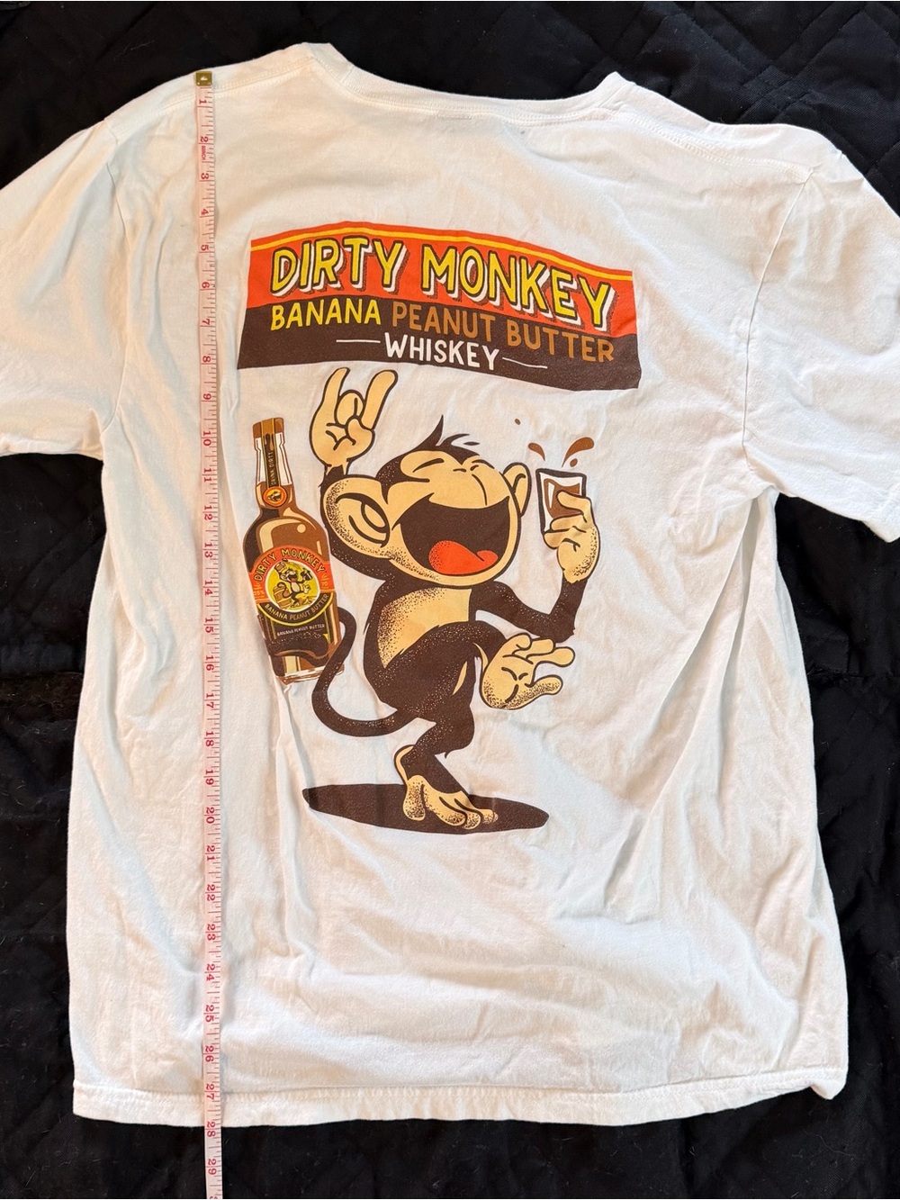 Gildan White Dirty Monkey Banana Peanut Butter Whiskey Graphic Tee - Size Large